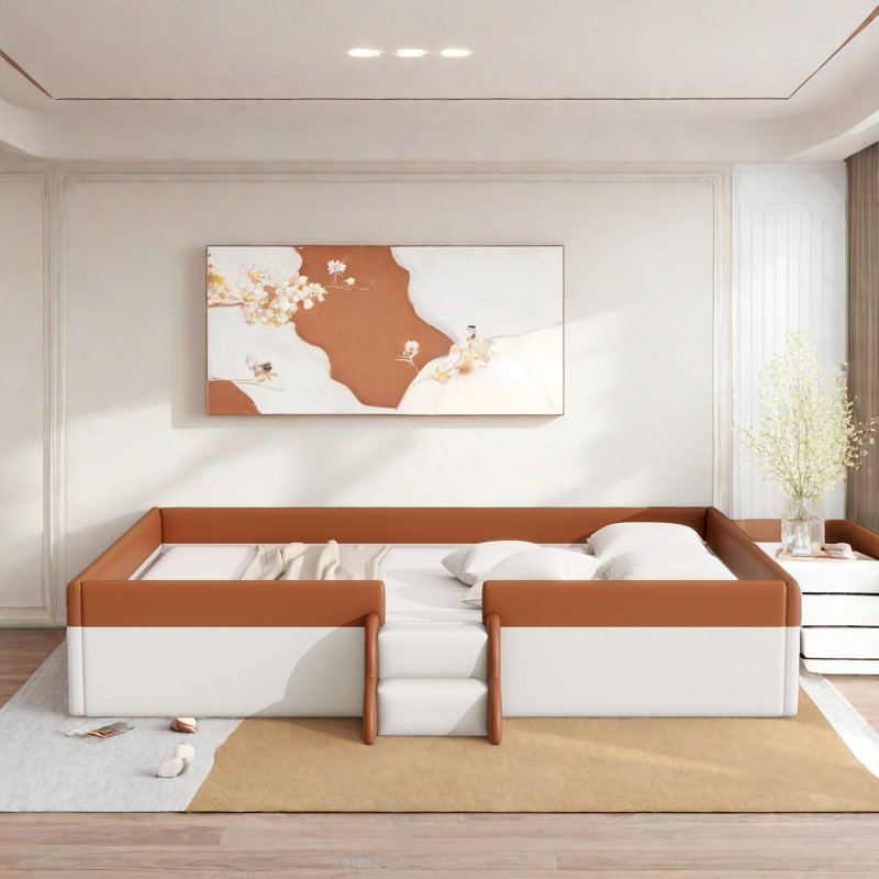 Floor Upholstered Bed With Stairs