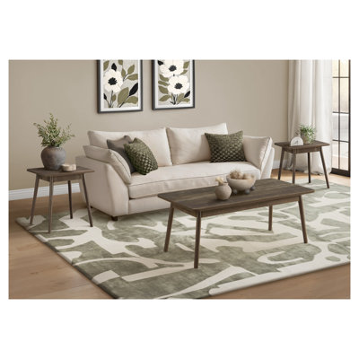 3-Piece Coffee Table Set with Rectangular Coffee Table and Two End Tables in Brown