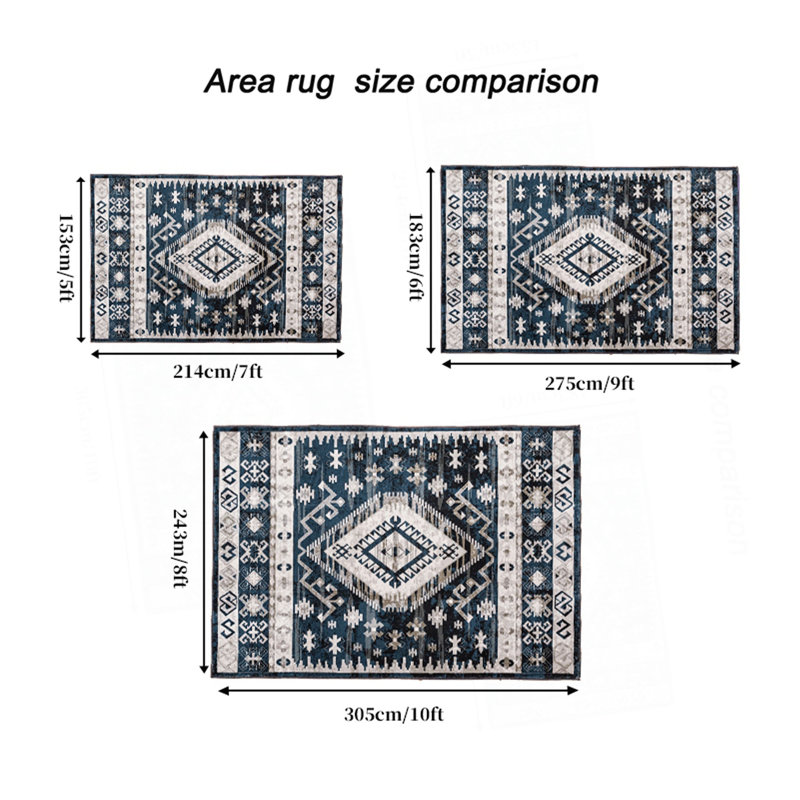 Area Rug Vintage Bohemia Large Persian Non-Slip Washable Rug For Living Room Kitchen Bedroom Living Room Geometry