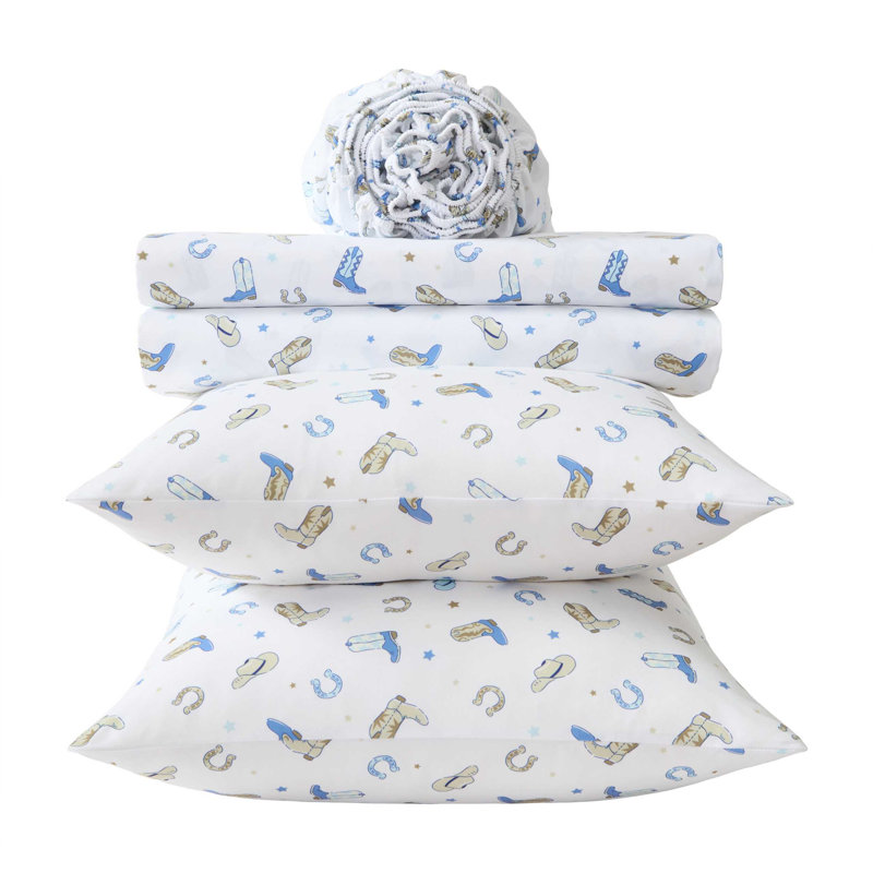 Wrangler Kids Rodeo Star Blue Sheet Set, Full Sheet Set with 2 Pillowcase, Rodeo Star Blue