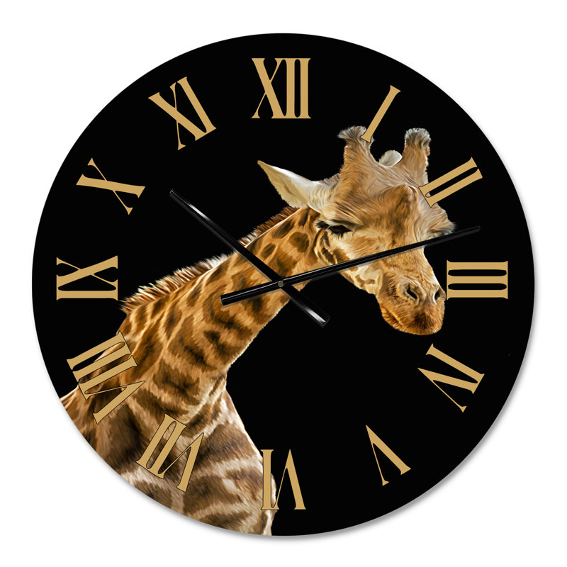 Portrait d'une girafe VI - Horloge murale de ferme, Moyen