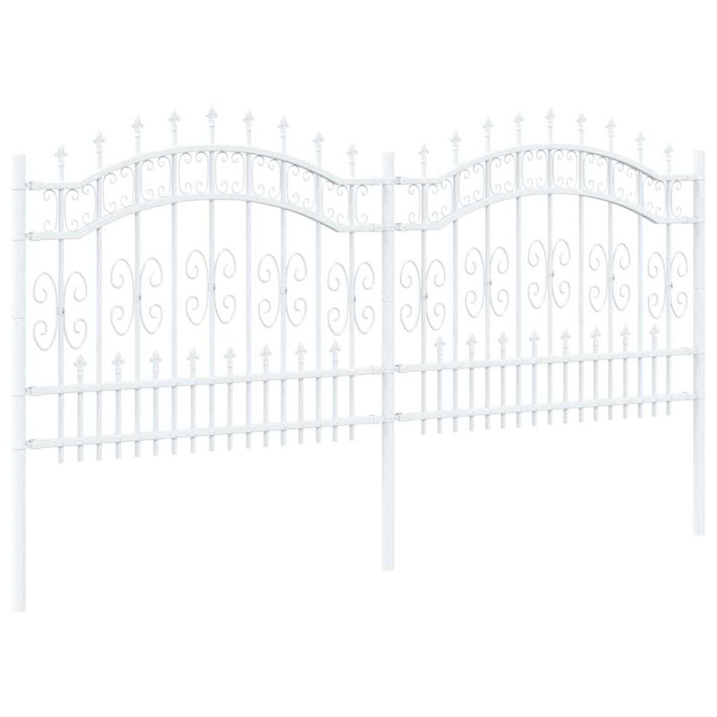 Vidaxl Garden Fence Powder-Coated Steel, White, 240cm H x 14000cm W x 2.7cm D