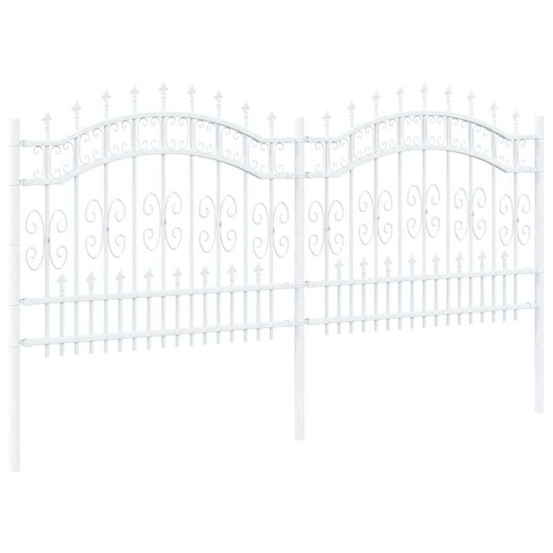 Vidaxl Garden Fence Powder-Coated Steel, 240cm H x 14000cm W x 2.7cm D, White