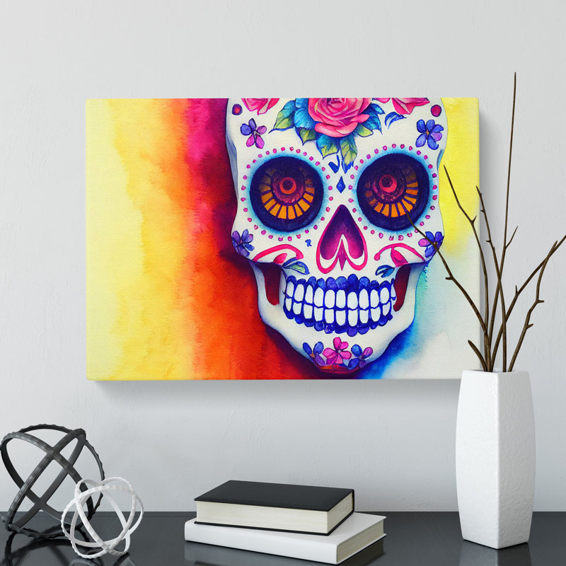 Unbelievable Floral Sugar Skull - Wrapped Canvas, 50cm H x 76cm W x 3cm D