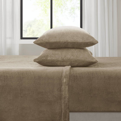 King 4 Pcs Sheet Taupe - 100% Ultra Soft Cozy Brushed Both Sides With Flat Fitted Sheets 2 Pillowcases Machine Washable Color Fully Elasticized