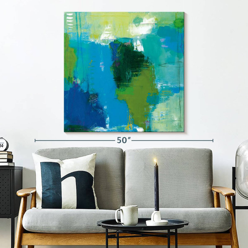 Bird In Greens And Blue, 33" H x 33" W