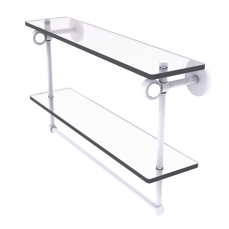 Tablette murale en verre double meuble-lavabo Margolis, H 12,8 po x l 22 po x p 5,6 po, Blanc mat