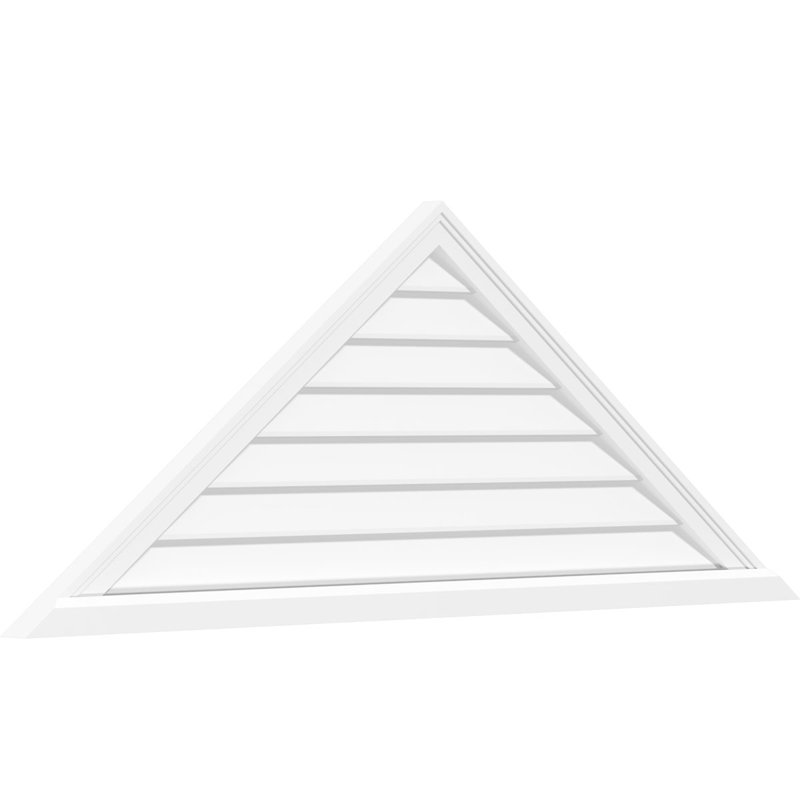 Triangle Surface Mount Non-Functional Brickmould Sill Frame PVC Gable Vent 11/12 Pitch, 36" H x 72" W