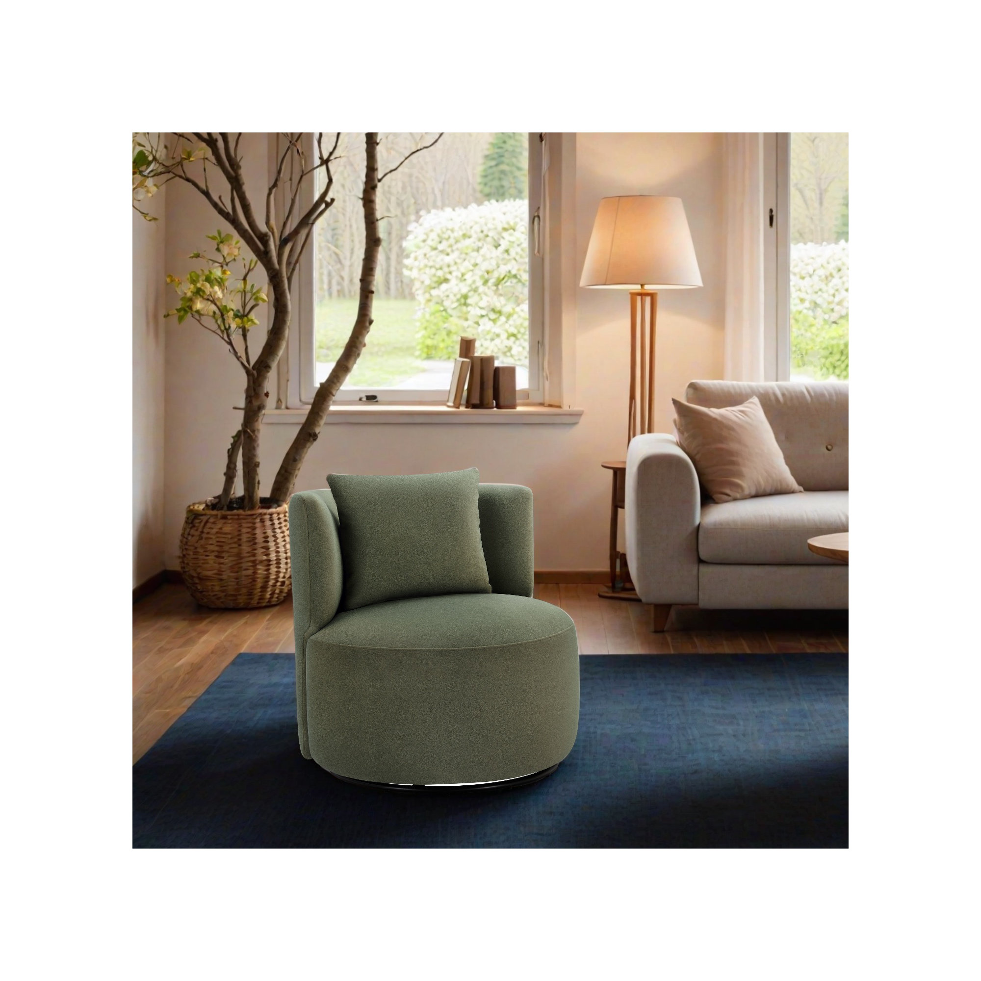 Gracie Swivel Accent Chair, Vesper Forest Velvet