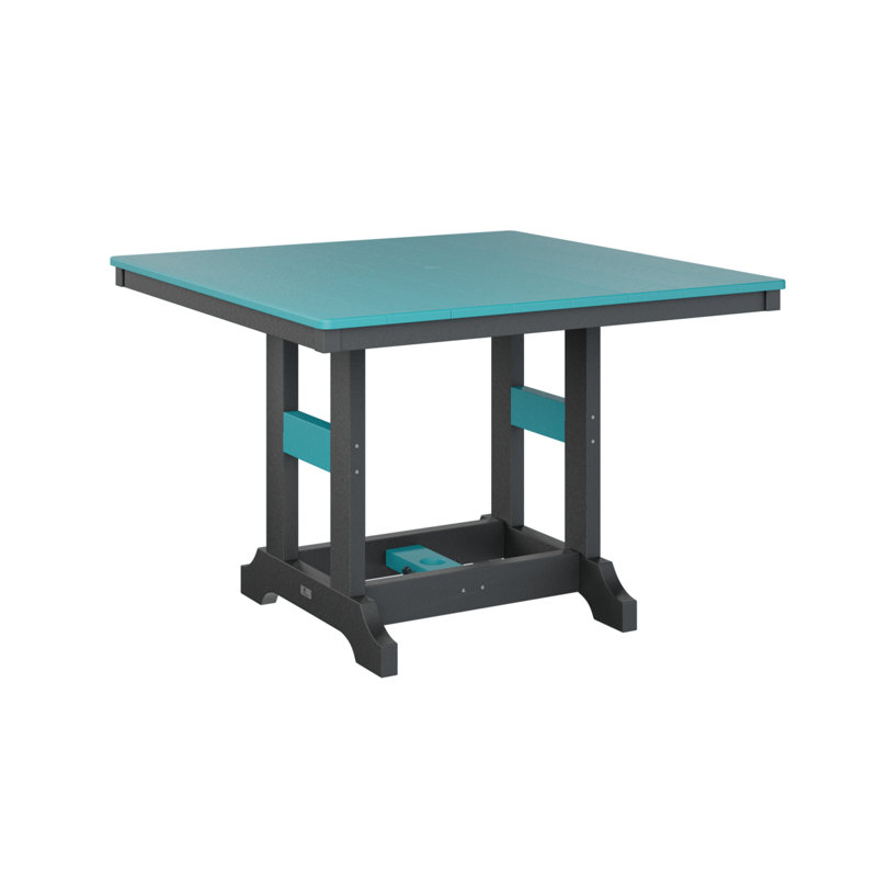 Garden Classic Outdoor Square Bar Table, Black, Aruba Blue