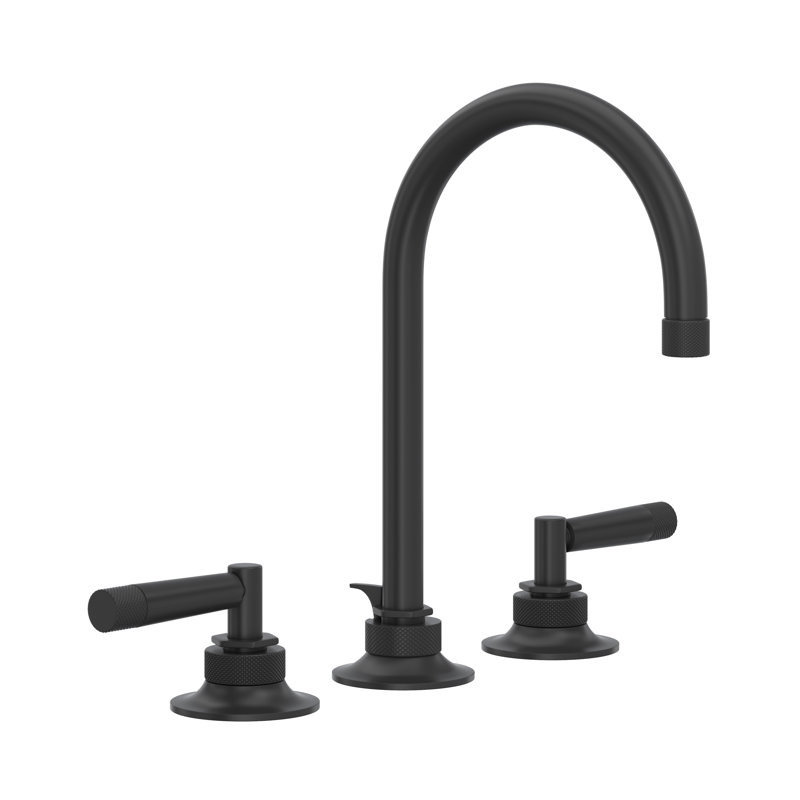Graceline Widespread Lavatory Faucet With C-Spout, Matte Black, Lever