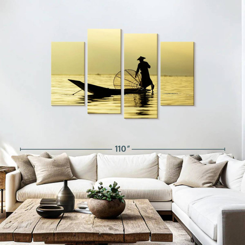 Pêcheur du lac Senne Inle, H 48 po x l 75 po