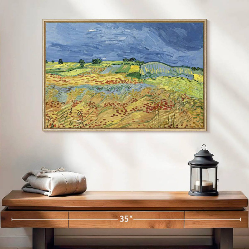 The Fields, Floating Frame Natural Wood, 25" X 17"