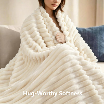 Lightweight Striped—300GSM Soft Fleece Throw Blanket, Decorative & Giftable Striped Blanket For Sofa, Bed, Couch And AC Room.