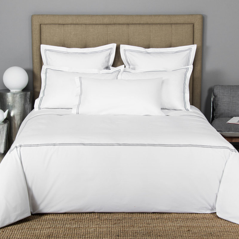 Classic Sheet Set, Cal.King Sheet Set with 2 Pillowcases, White/Gray