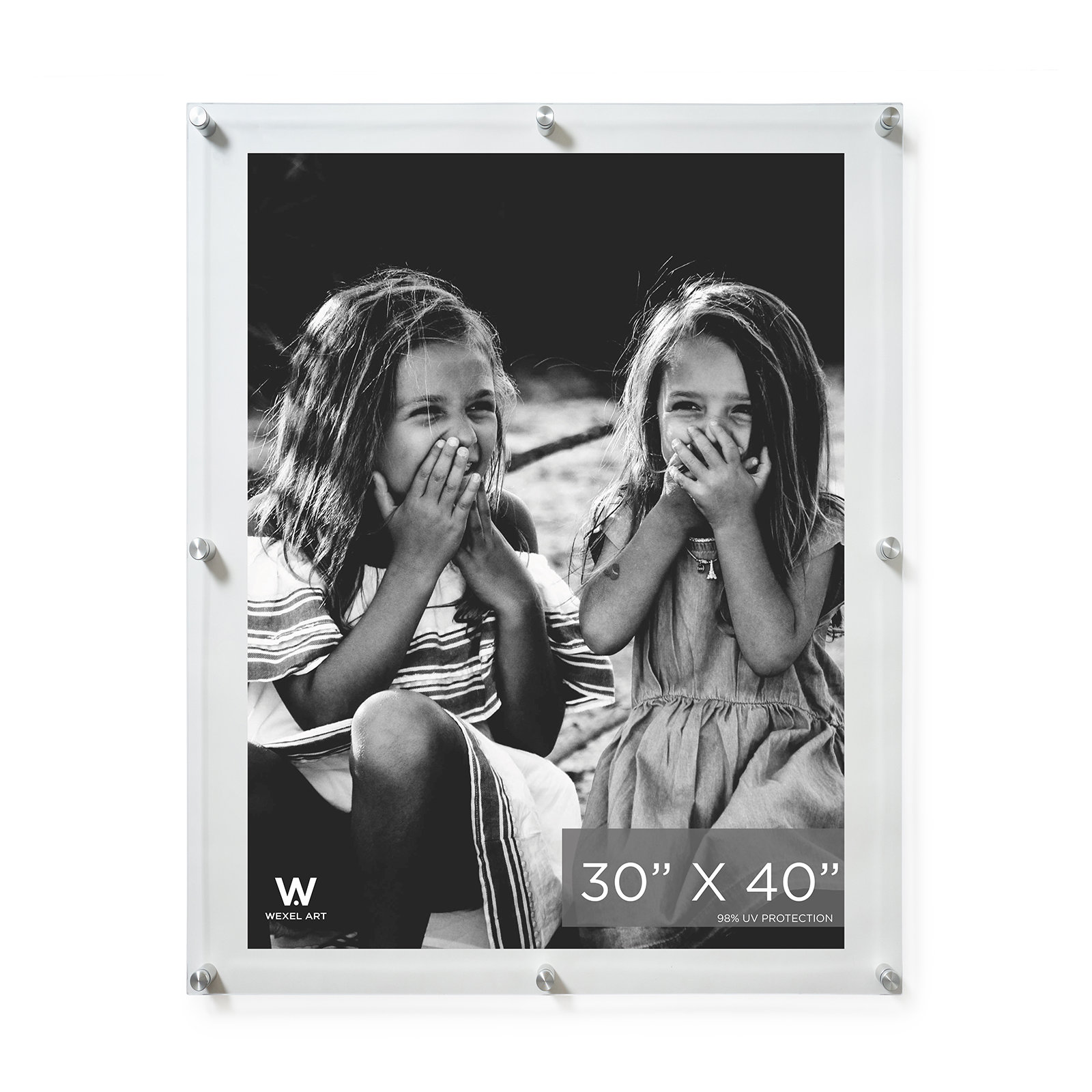 Clear UV-Grade Acrylic Modern Floating Picture Frame, Gold, 12" W x 12" H