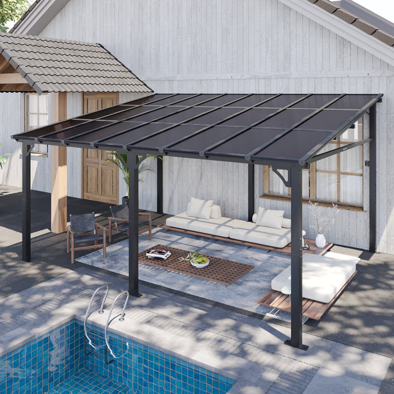 16 pi L 12 pi. Pergola en métal avec auvent