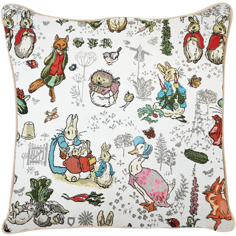 Throw Pillow Cover, Cream/Green, Potter Peter Rabbit