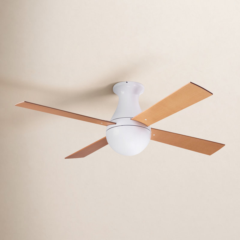 Ball 42'' Ceiling Fan, Handheld Remote Control (2-wire), Gloss White, Maple
