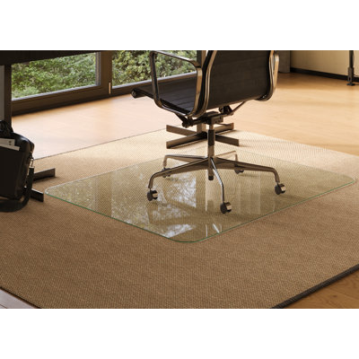 Tapis de chaise en verre trempé pour plancher ou tapis en bois franc - Système de pare-chocs ShockShield - Ultra transparent avec bord standard