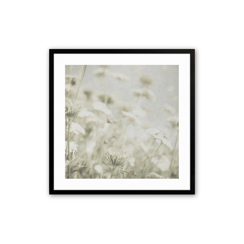 «Pastel Wildflower Whispers II», reproduction sur toile , H 13,5 po x l 13,5 po, Noir