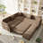 85.1" Oversized Pull-Out Sleeper Sofa Bed, L-Shaped Sectional With Storage Pockets & USB Ports, Plush Teddy Fabric Couch For Living Room-1663740861