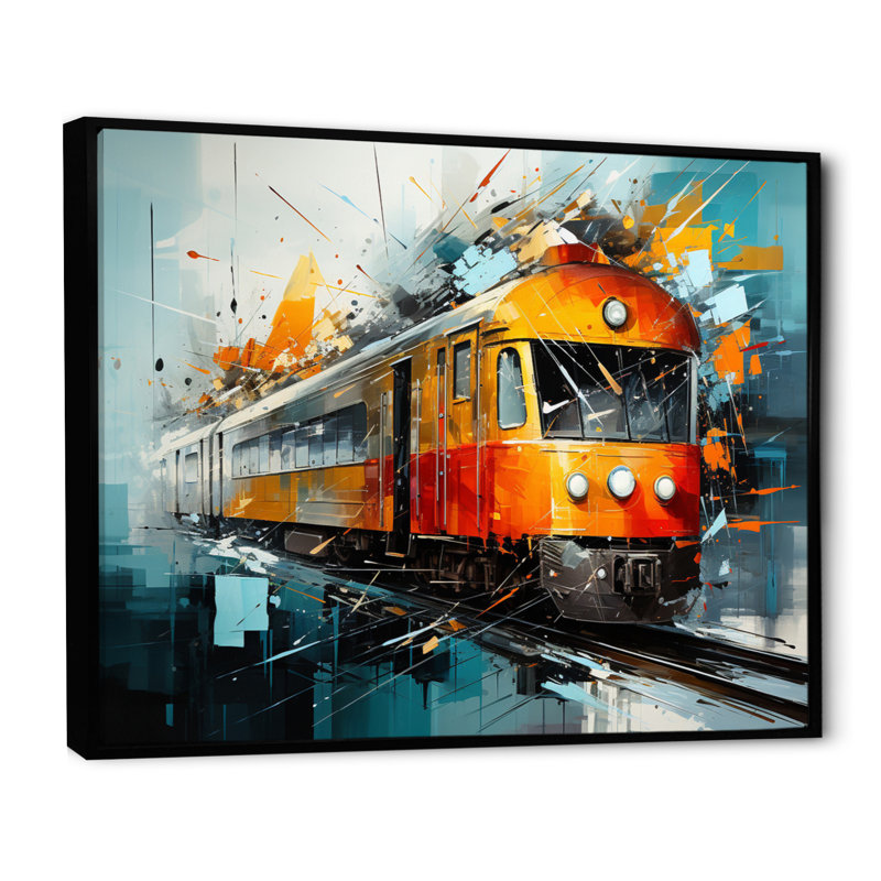 " Train Fragmented Rhythm ", Black Floater Framed, 34" H x 44" W x 1.5" D