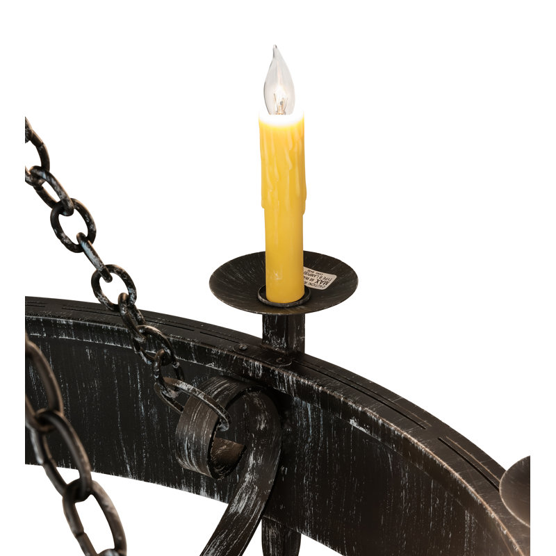 8 - Light Dimmable Wagon Wheel Chandelier