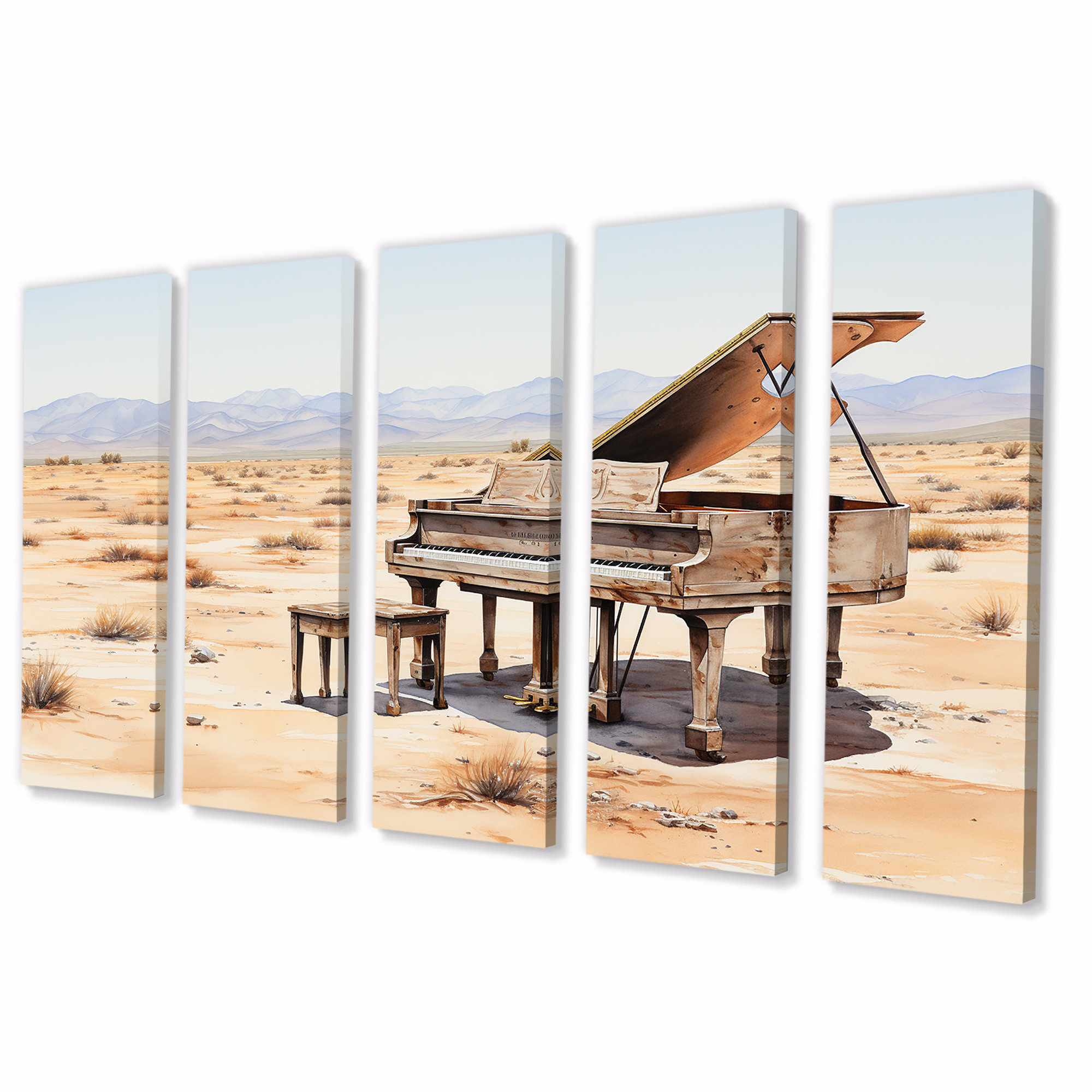 Lark Manor™ Desert Piano Melody II - Music Piano 5 Piece Wall Art For ...