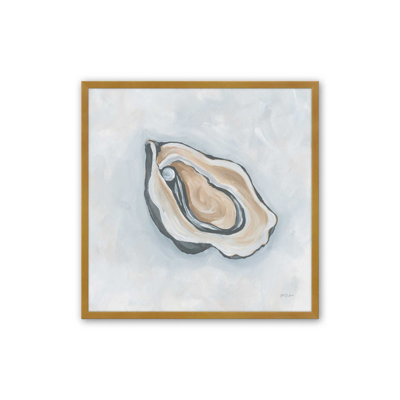 Reproduction d'art «Oyster With Pearl I» par Yvette St. Amant, H 12 po x l 12 po, Doré