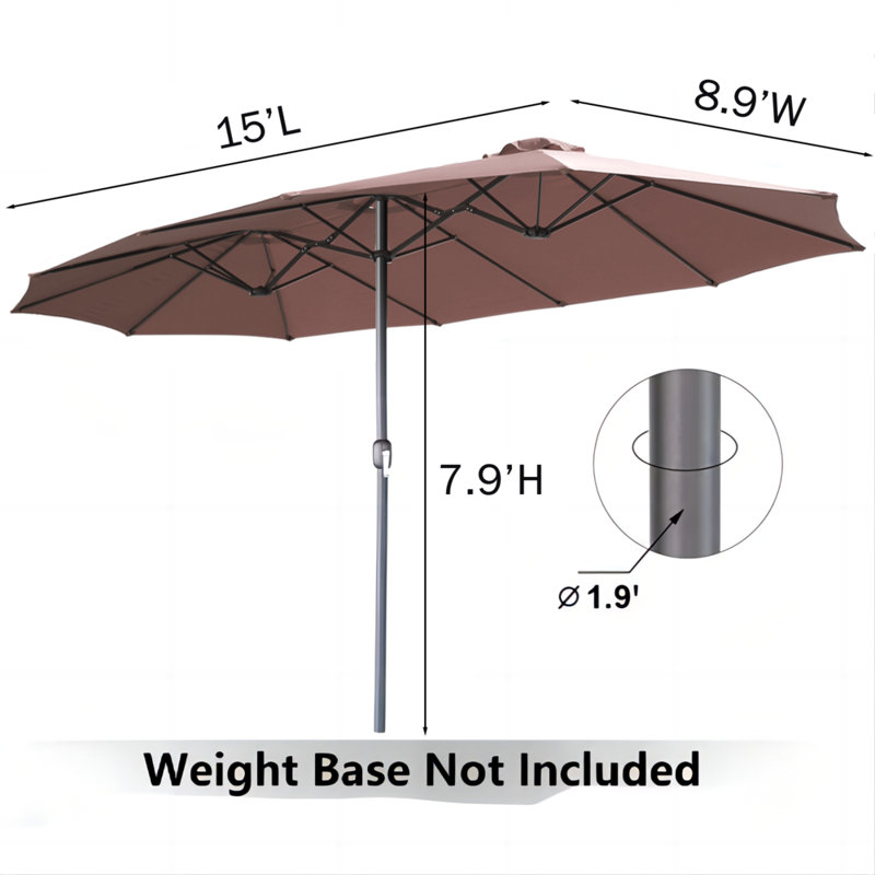 Parasol de marché rectangulaire Crosspointe 180', Brun