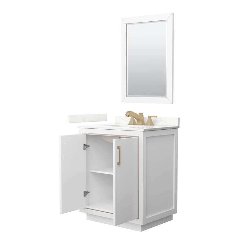 30'' W Single Vanity, Giotto Quartz, Dark Gray, Matte Black