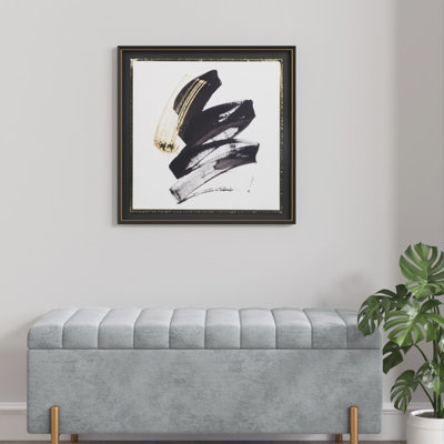 Ivy Bronx Crane, art abstrait en verre encadré coup de pinceau