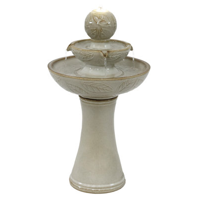 Fontaine en céramique à 2 niveaux avec lumières DEL H 26,5 po Gentle