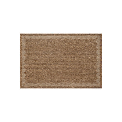 Scallop Border Sand/Natural Easy-Care Jute-Style Indoor/Outdoor Flat Woven Area Rug
