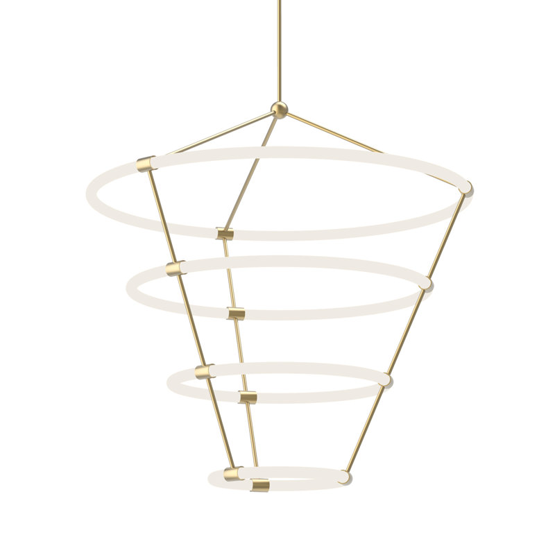 Lustre à niveaux unique / remarquable à 3 lumières DEL Santino, Laiton naturel, H 34 po x l 33 po x P 33 po