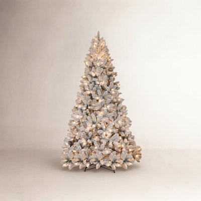 Pre-Lit Snow Flocked Christmas Tree with Pinecone