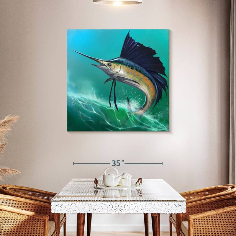 Crowle Wave chevauchant un voilier, H 39 po x l 39 po