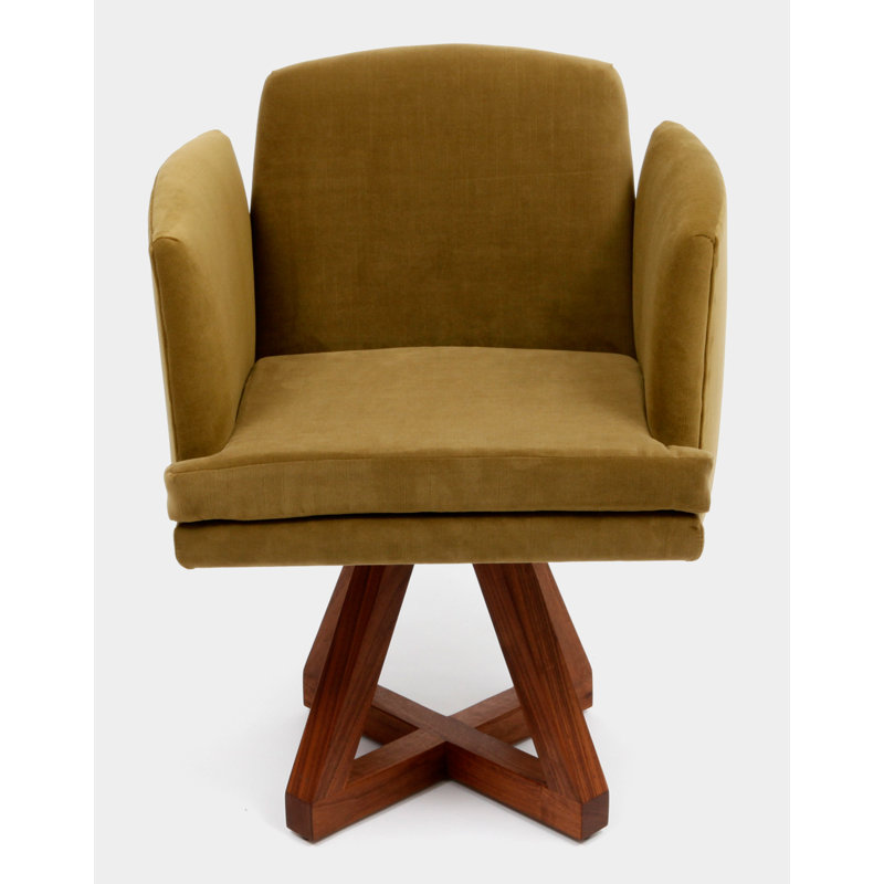 Allison 18'' H Velvet Upholstered Walnut Armchair, Bramble