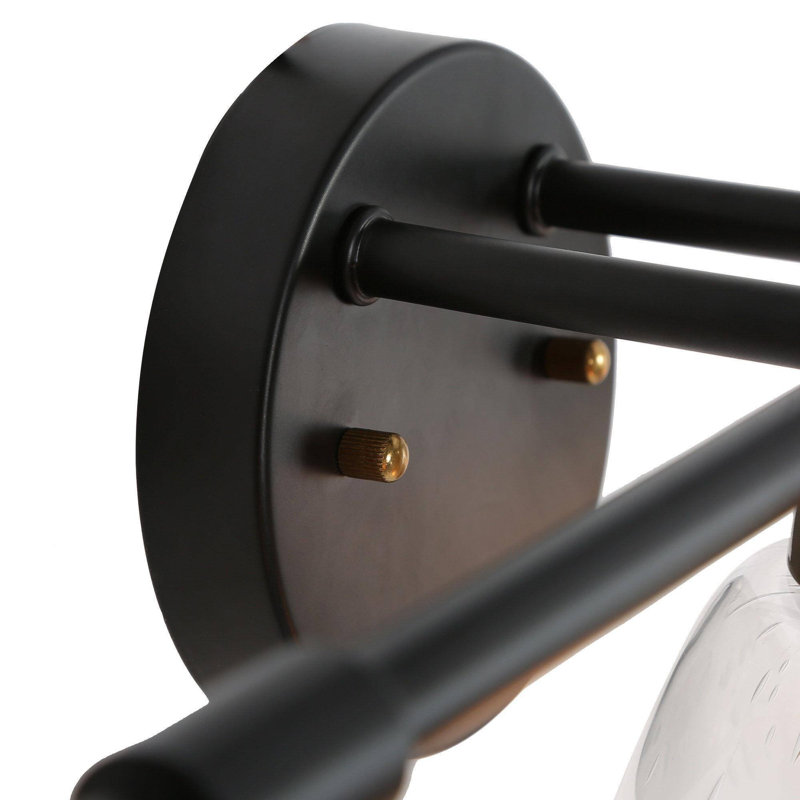 Luminaire de salle de bain moderne à 3 lumières en laiton noir à intensité variable
