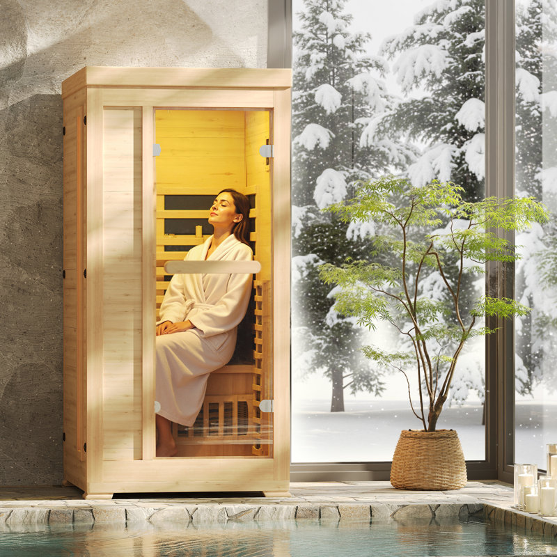 Sauna infrarouge en bois massif pour 2 personnes avec chromothérapie, chauffage de 20 minutes 