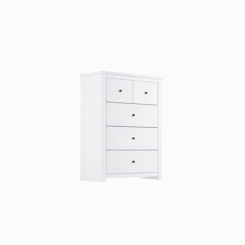 HAVANA PINE 5 DRAWER CHEST OF DRAWERS, White