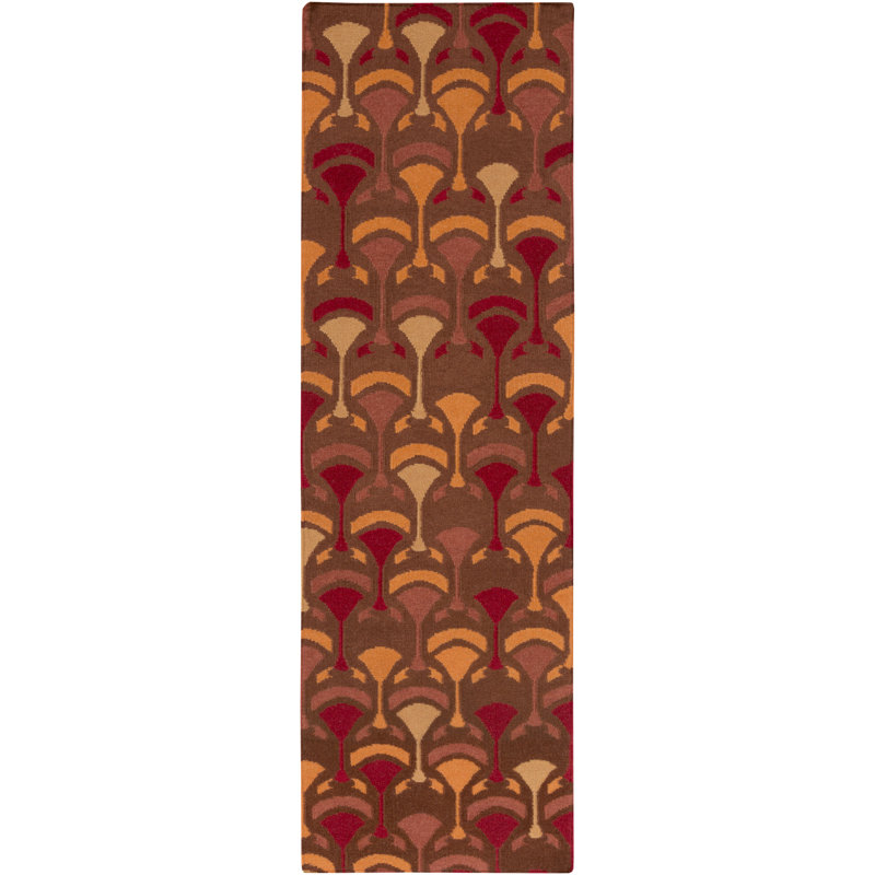 Tapis de zone cerise en laine handwoven Voyages, Rectangle 2 pi x 3 pi