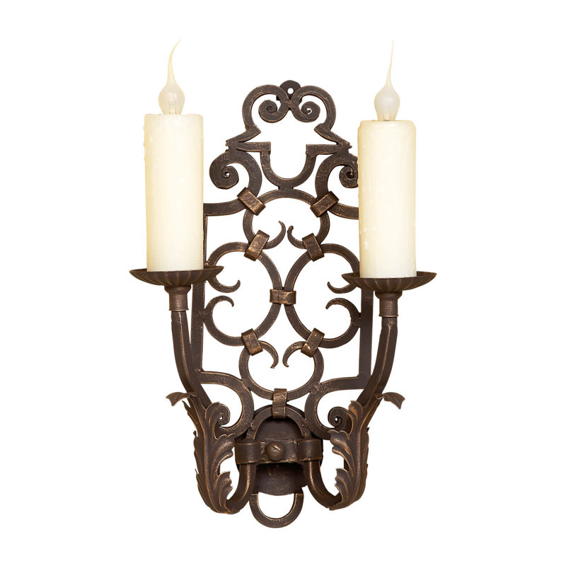 2 - Light Candle Wall Light, Bronze