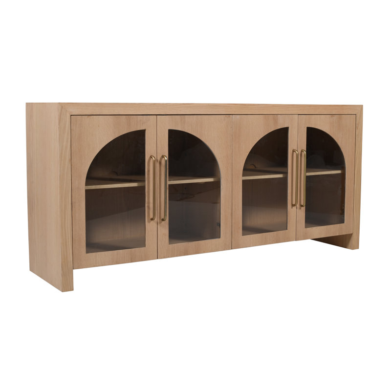 Cossey Curved Arch Four Door Sideboard Storage Cabinet, Brown, 32" H x 60" W x 18" D