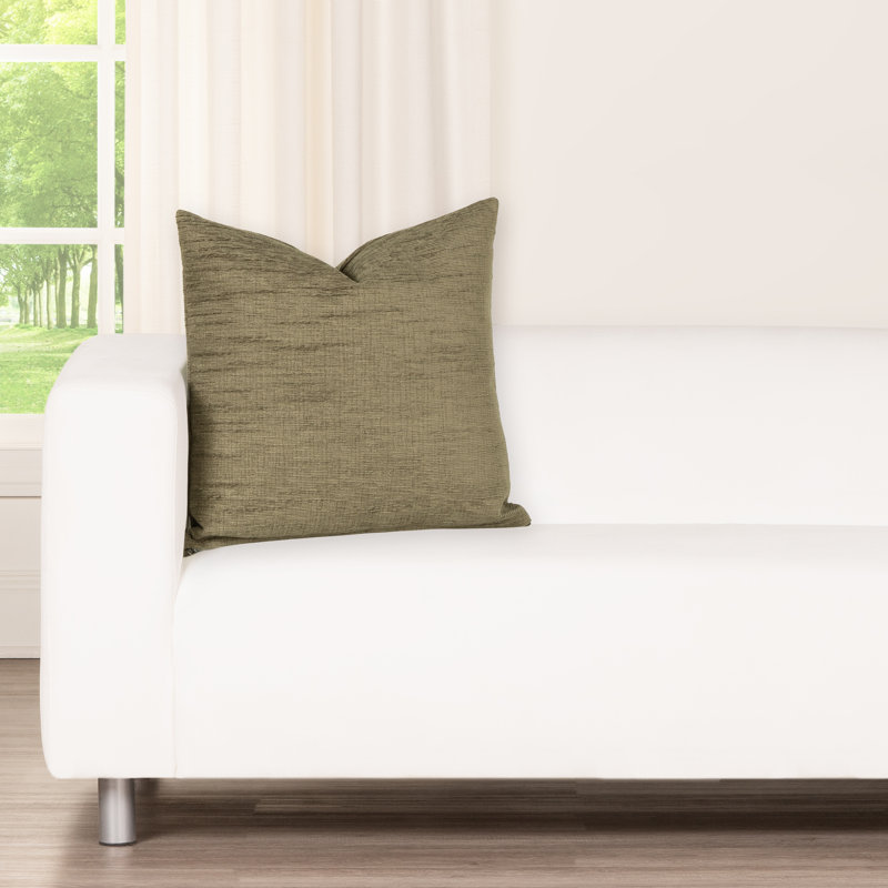Coussin décoratif, Plumes, Vert, Carré 18 po