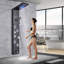 Système de tour à panneau de douche à DEL noir avec jets de massage cascade 5 fonctions