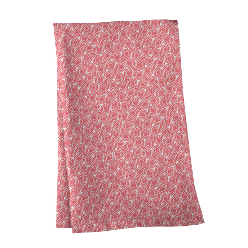 Serviette de thé à treillis hexagonal classic Mcguigan, Rose foncé / blanc, Sergé de coton