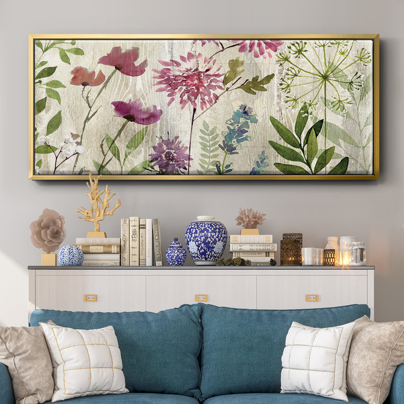 Meadow Flowers II- Framed Canvas, 8" H x 20" W