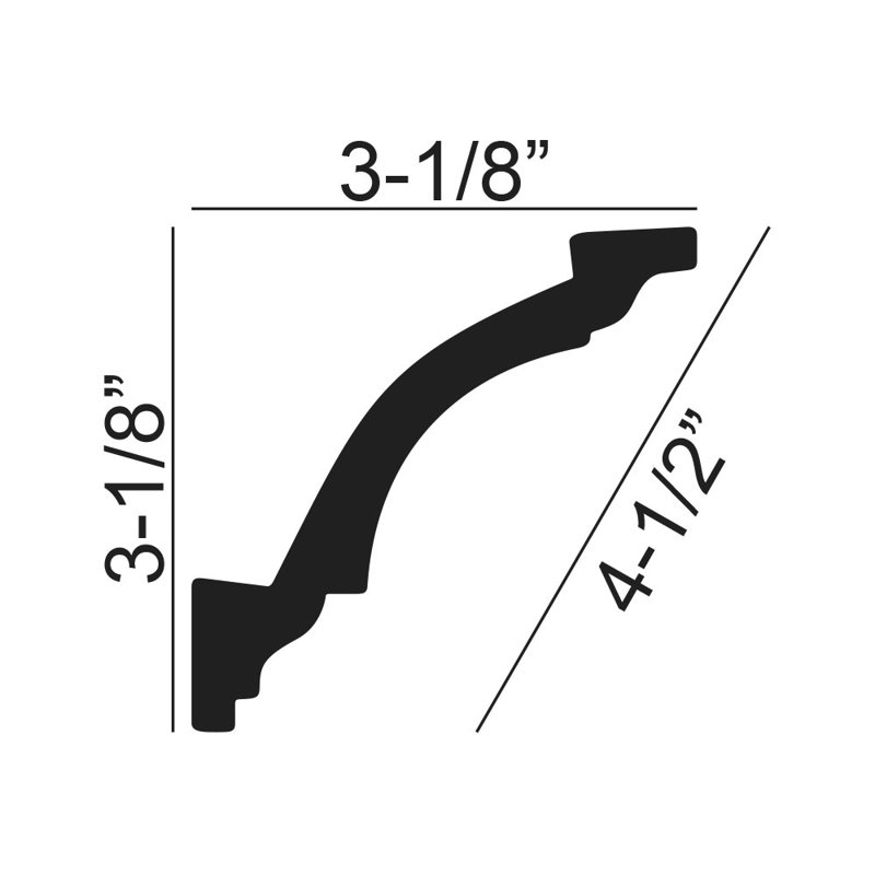 3 1/8"H x 96"W x 3 1/8"D Crown Moulding